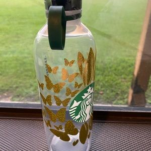 Starbucks 24oz water bottle with gold glitter deca